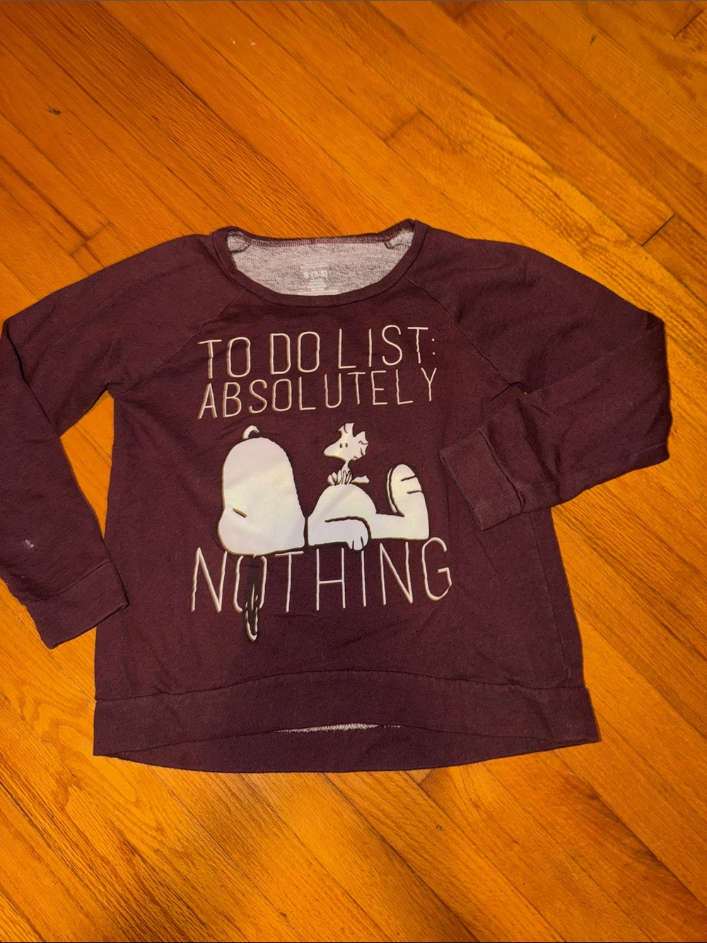 Cute Eggplant Purple Snoopy Graphic Sweatshirt - To Do List Absolutely Nothing S